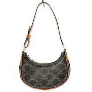 Celine Ava Tan Canvas Calf Leather Shoulder Bag